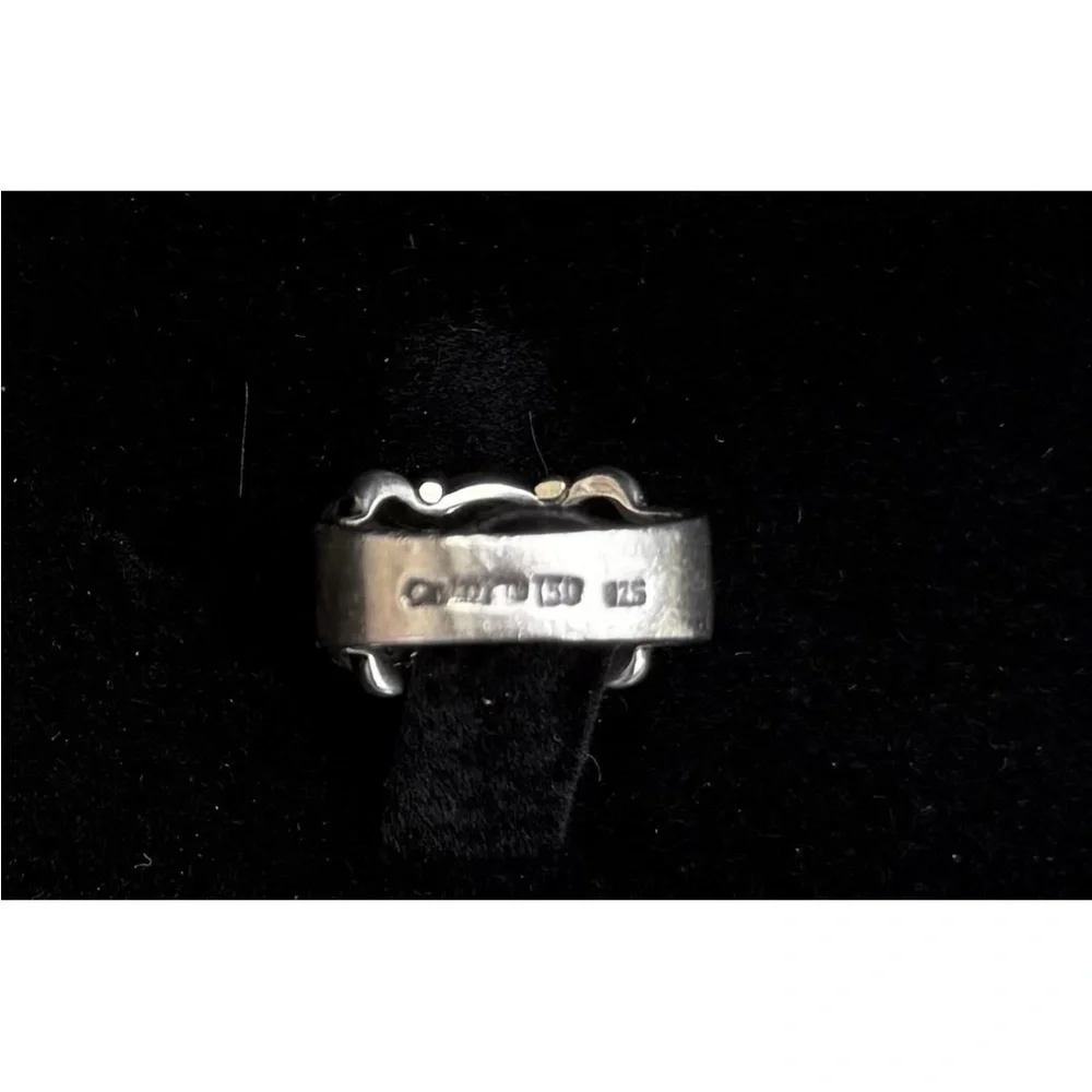 Vintage Lagos Caviar 18k Gold 750 .925 Sterling Silver Dome Ring Size 4.5